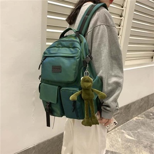 Green Softback <b>Backpack</b> 20-37L Unisex Casual Daily Use Waterproof Nylon Zipper Closure Arcuate Shoulder Strap - Product Image 2