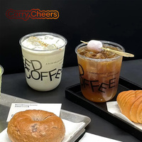 Gobelet en plastique PET jetable de 12 oz et 16 oz avec couvercle, imprimé avec un logo personnalisé, pour café glacé, bubble tea, limonade et autres boissons