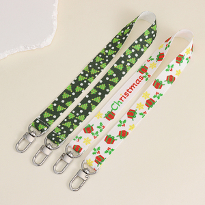 Factory Customized Woven Wrist Phone Lanyard High End Handbag Double Buckle Polyester Lanyards for Christmas Gift