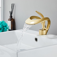 Robinet de lavabo cascade chromé chaud/froid à double usage, avec cartouche céramique, monocommande, à poser sur comptoir