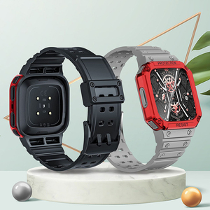 Étui et bracelet de montre tout-en-un en TPU premium + PC transparent pour <span class=keywords><strong>Fitbit</strong></span> Watch <span class=keywords><strong>Versa</strong></span> 1 2 3 4 <span class=keywords><strong>Lite</strong></span> Sense Smart Band - Product Image 2