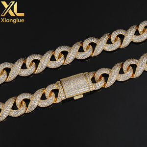 Fashion Hip Hop 15 MM Unique Infinite Eight <b>Chain</b> Necklace <b>Iced</b> <b>Out</b> Zircon 14k Gold Plated Necklace Jewelry Set - Product Image 5
