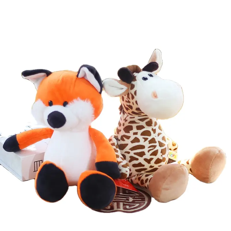 Linda özel Kawaii orman kaplan orman hayvan oyuncaklar yumuşak dolması tilki zürafa fil pamuk peluş oyuncak