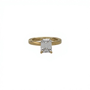 แหวนหมั้นเพชรทรงเหลี่ยมมรกตเคลือบทองคำขาว 18K 14K หรูหรา ประดับเพชรแล็บโกรว์ DEF VVS แหวนเพชรเม็ดเดี่ยวสำหรับผู้หญิง แหวนเครื่องประดับสั่งทำพิเศษ - Product Image 1