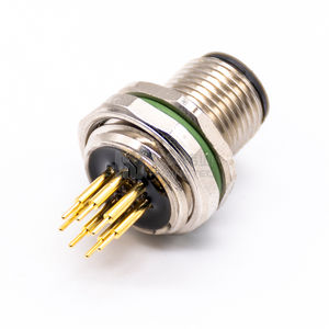 Carcasa de metal niquelado de latón, de 7 pines contactos dorados, montaje en PCB, conector de montaje en panel M12 - Product Image 5