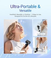 Ventilateur portable en plastique 3-en-1 avec écran LED, 4000 mAh, portatif, pour le cou et le bureau, moteur sans balais, 12h d'autonomie