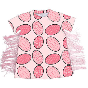 Camisetas con estampado de huevos de Pascua azules, vestido de moda para niñas pequeñas, camisetas de manga corta, ropa para niños, ropa de diseñador - Product Image 4