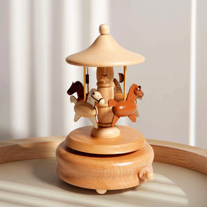 Yiyu Vente Chaude Carrousel Musical Personnalisé en Bois Gravé, Durable (30s de musique), Cadeau d'Anniversaire Créatif pour Enfants, Fille Dansante - Product Image 5