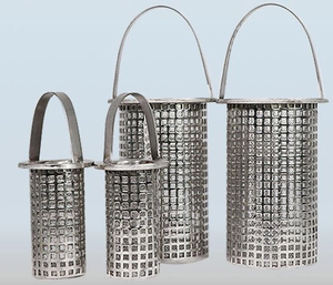 Panier filtrant cylindrique perforé en acier inoxydable 304 sur mesure avec poignée pour filtration industrielle - Product Image 1