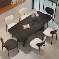 Style minimaliste moderne : la combinaison parfaite d'une table à manger gris foncé et de sièges en cuir.
