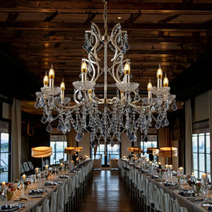 Ensemble de décoration de mariage, luminaire suspendu réglable, <span class=keywords><strong>lustre</strong></span> en cristal en forme de goutte de pluie avec finition dorée vintage, source d'éclairage LED - Product Image 3