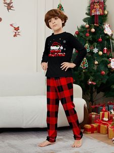 Ensemble de pyjamas familial personnalisé en tricot respirant et thermique, taille élastique, manches longues, à carreaux rouges et noirs, idéal pour l'hiver et <span class=keywords><strong>la</strong></span> Saint-Valentin - Product Image 4