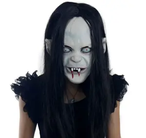 Umweltfreundliches Material weiche Latexmaske mit Haar Halloween Cosplay Sadako-Maske blutige Sukkuba schreckliche Party-Dekorations-Requisiten