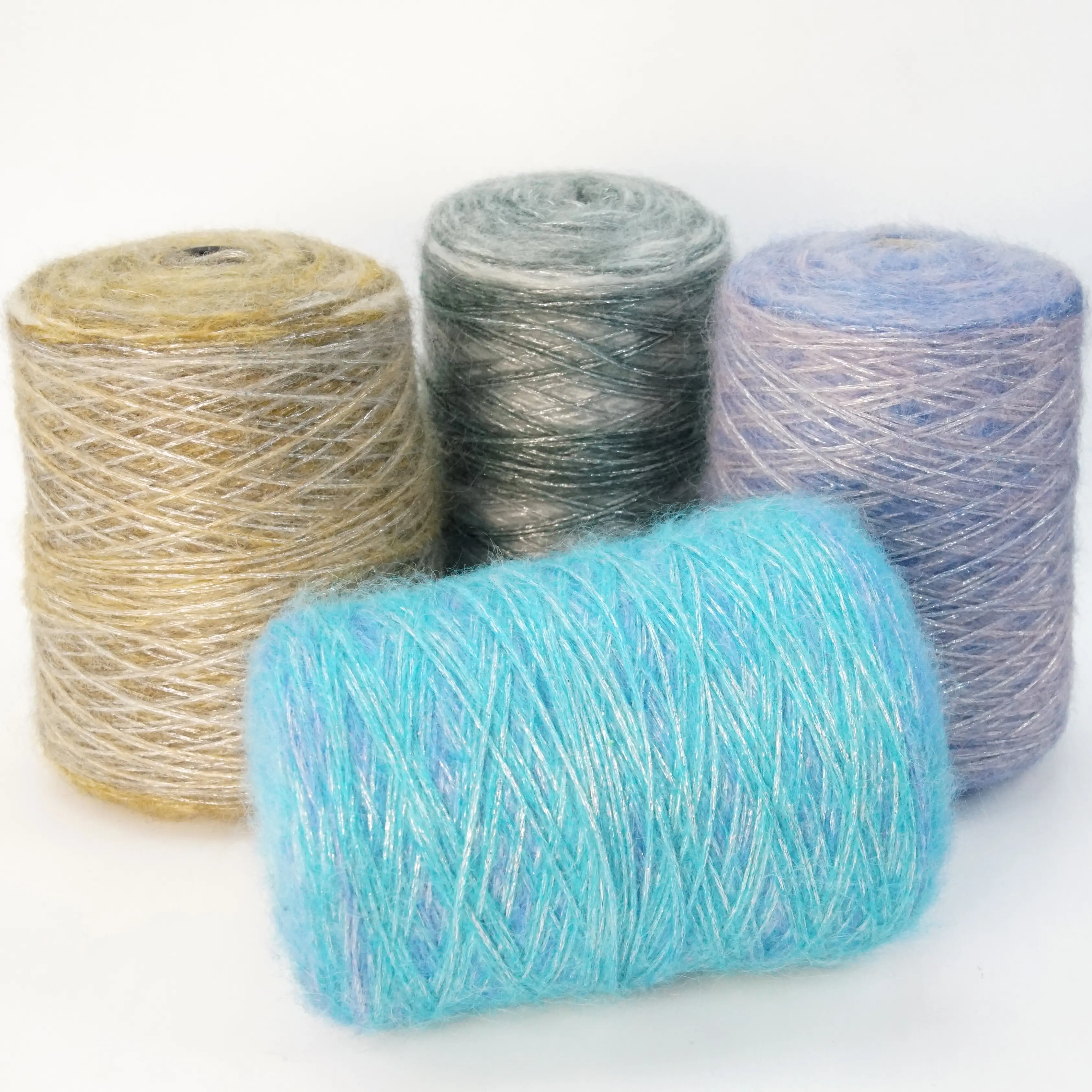 Fluzzy yarn No shedding 35%Metallic 27%Acrylic 20%Polyester 10%Nylon 8%Wool blended fancy yarn for knitting camo air yarn