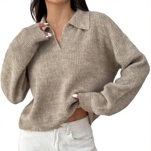 Pull sans manches col roulé vintage de haute qualité, couleur unie, en tricot, avec logo frontal, pour printemps-automne, Bangladesh - Product Image 1