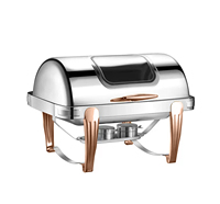 Chauffe-Plat Commercial AIRUISI Demi-Rond en Acier Inoxydable Or Rose avec Capacité de 6L/9L pour Buffets et Événements