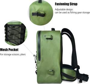 Mochila de aparejos de pesca verde de gran oferta personalizada con muestra gratis, mochila de pesca con soporte para caña, bolsa de aparejos de pesca con cubierta para la lluvia - Product Image 5