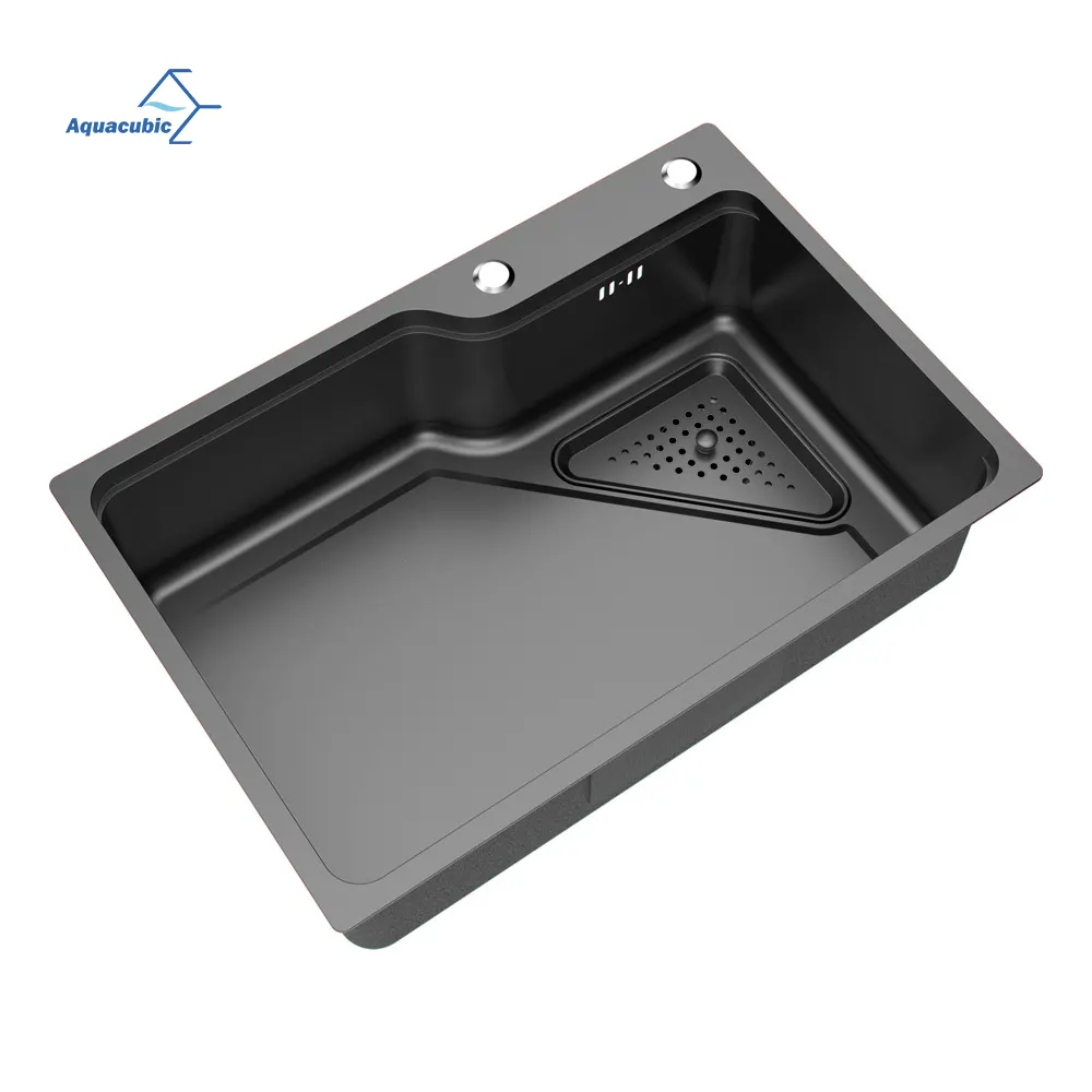 Tiktok Hot Design Black Nano Sinks Kitchen Small Wash Hand Made Sink Stainless Steel Kitchen Sink