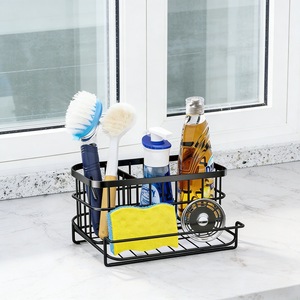 Étagère de rangement multifonctionnelle pour évier de cuisine, 2 niveaux, noire, résistante à l'eau, pour ustensiles de vaisselle et savon - Product Image 1