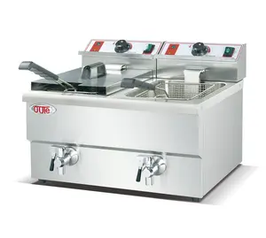 Hot Sale Commercial and Industrial Kitchen Counter Top Gas Fryer 1 Tank 2 basket frying machine