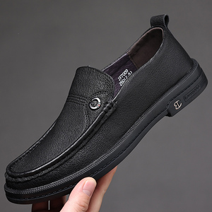 Mocassins pour hommes printemps, chaussures décontractées d'affaires, mocassins en cuir pleine fleur à bout bas, tendance - Product Image 4