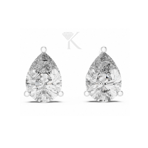 Boucles d'oreilles clous en diamant de laboratoire taille poire, serties de 3 griffes en or jaune avec fermoirs à vis sécurisés, élégantes et minimalistes - Product Image 3
