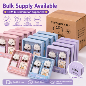 Ensemble de papeterie pour enfants de dessin animé de quatre pièces de vente <span class=keywords><strong>chaude</strong></span> petit cadeau pour les étudiants commençant l'école comprend des porte-clés en peluche - Product Image 6