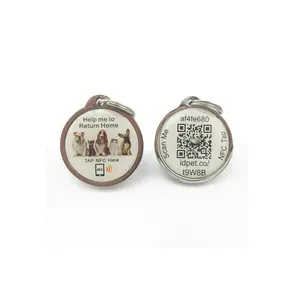 Logotipo personalizado código Qr programable epoxi Nfc Pet Id Collar etiqueta para perro gato pista