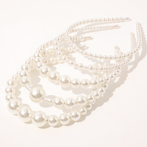 Serre-tête en perles blanches tendance pour filles, accessoire de <span class=keywords><strong>cheveux</strong></span> de luxe avec perles courbées et croisées, pour femmes - Product Image 2