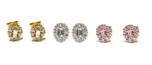 Boucles d'oreilles clous en or blanc 18 carats avec diamants véritables, 18 pièces, 0,53 carat, petites ovales baguette, bijoux de mariage précieux, tendance, directement de l'usine chinoise - Product Image 4