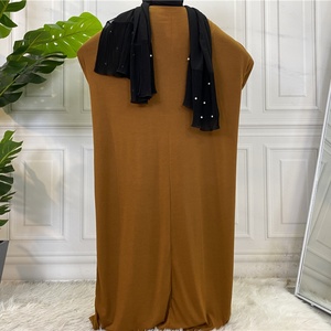 6 couleurs, vente en gros, jilbab en coton uni, style arabe ample, manches chauve-souris, robe de prière musulmane, abaya pour femmes 6200 # - Product Image 5