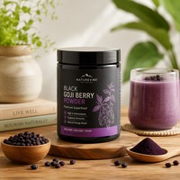 Hoogwaardig wild zwart Goji-fruitpoeder, voedingskwaliteit, 100% wateroplosbaar, anthocyanine, spraygedroogd, in blik/trommel/fles voor smoothies
