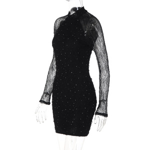 <span class=keywords><strong>Abito</strong></span> Mini Aderente Nero Sexy a <span class=keywords><strong>Maniche</strong></span> <span class=keywords><strong>Lunghe</strong></span> con <span class=keywords><strong>Paillettes</strong></span> Elegante Vestito Estivo Casual da Donna 2026 Vendita all'Ingrosso - Product Image 5