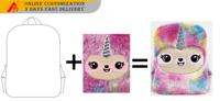 Ensembles de sacs à dos en peluche doux pour la maternelle Sac à dos à motif licorne pour enfants 3 pièces avec boîte à lunch et sac à crayons pour filles