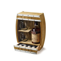 Organisateur de cuisine 2 étagères intégrées Présentoir de tonneau de vin en bois avec ensemble de pierres à whisky
