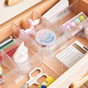 Plastic Drawer Divider Organizer Transparent Rectangular Compartments For Desk Makeup Bedroom Storage Easy To Clean - Product Image 1