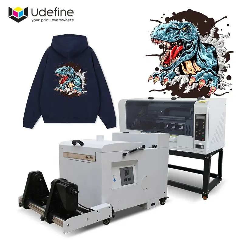 طابعة Udefine لطباعة القمصان على طبقات PET DTF آلة لطباعة الملابس بطول 12 بوصة طابعة A3 DTF لطباعة القمصان للأعمال الصغيرة