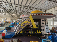 Yüksek kaliteli şişme UFO Combo parti kiralama uzay aracı Bouncy kaydıraklı oyun kalesi şişme uzay gemisi Moonwalk