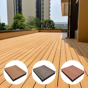 Manufacturers outdoor decoration wood flooring 3D Embossing abrasion waterproof wpc decking For Villa Courtyard building