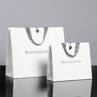 Sac d'emballage en papier blanc de luxe avec Logo de marque privée, sac à provisions