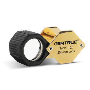 GemTrue DK18003 - Gold and Black 10x Triplet <strong>Diamond</strong> <strong>Loupe</strong> <strong>20.5mm</strong> with Comfortable Rubber Grip for Detailed Grading - Product Image 2