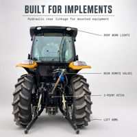 Tracteur robuste de 100 CV avec cabine climatisée et quatre attaches rapides hydrauliques pour les unités agricoles commerciales
