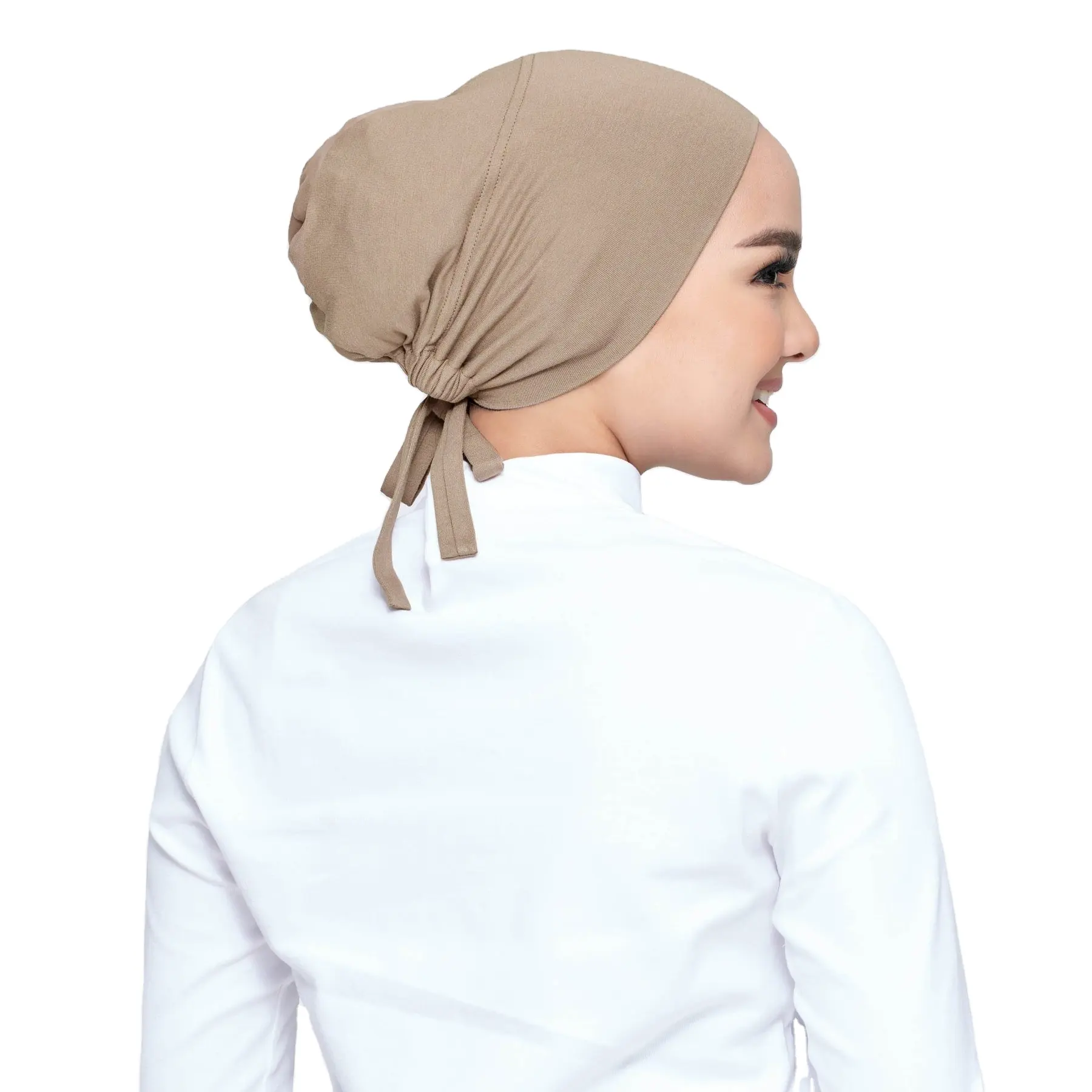 Maleisië Dieptepunt Buis Modal Hoofd Sjaal Elastische Verstelbare Hijab Effen Kleur Katoen Cap Emmer Hoed