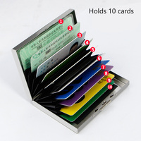 Portefeuille en acier inoxydable avec 10 emplacements pour cartes RFID, porte-cartes de crédit en métal, étui de protection pour cartes de crédit en acier inoxydable pour homme ou femme