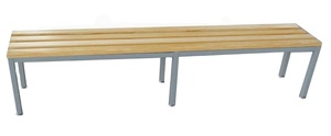 Banco de Estilo Moderno de Acero y Madera de Pino para Gimnasio, Parque o Sala de Espera, Banco de Asientos de Madera para Exhibición - Product Image 3