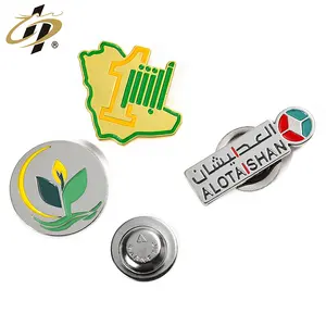 No Minimum OEM Saudi Arabia National Day Gifts Silver Metal Brooch Pin Custom Enamel Magnet Lapel Pin Badge