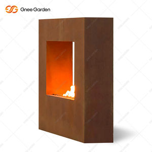 Foyer au gaz en acier corten carré surdimensionné, extérieur, autoportant, au gaz naturel, foyer portable en métal pour la décoration du jardin - Product Image 2