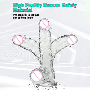 Heldere transparante realistische dildo met sterke zuignap, kristallen siliconen penis, handsfree seksspeeltje voor vrouwen, mannen en koppels - Product Image 3