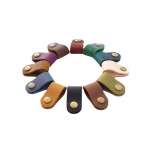 Organizador de Cables Práctico, Enrollador de Cables de Auriculares de Cuero, Clip de Almacenamiento con Cierre a Presión para Cable de Carga USB - Product Image 1