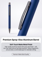 Stylo bille en aluminium doux au toucher, corps recouvert de caoutchouc, clip couleur bronze, écriture fluide, encre noire/bleue, cadeau promotionnel, logo personnalisé